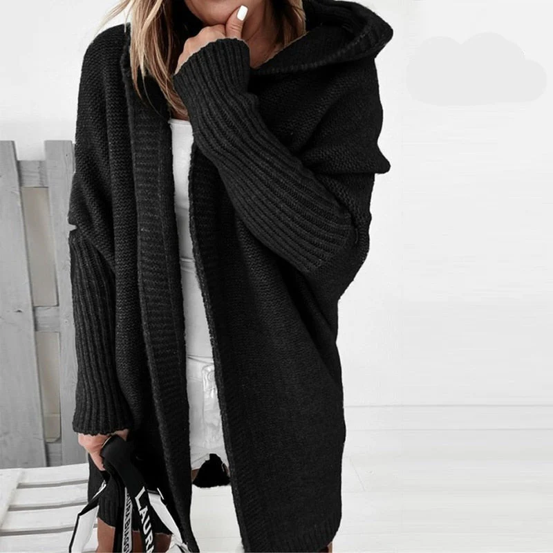 Lange Strickjacke für Damen | Mit Kapuze - Image 7