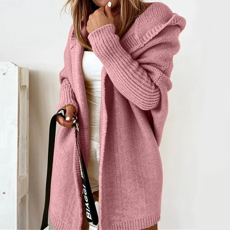 Lange Strickjacke für Damen | Mit Kapuze - Image 8