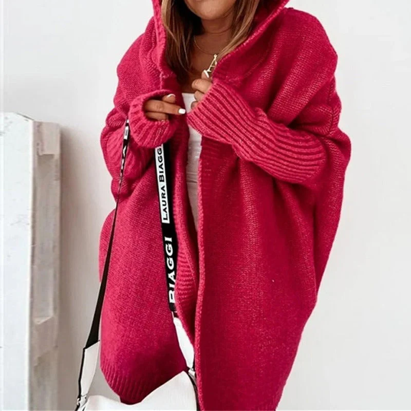 Lange Strickjacke für Damen | Mit Kapuze - Image 9