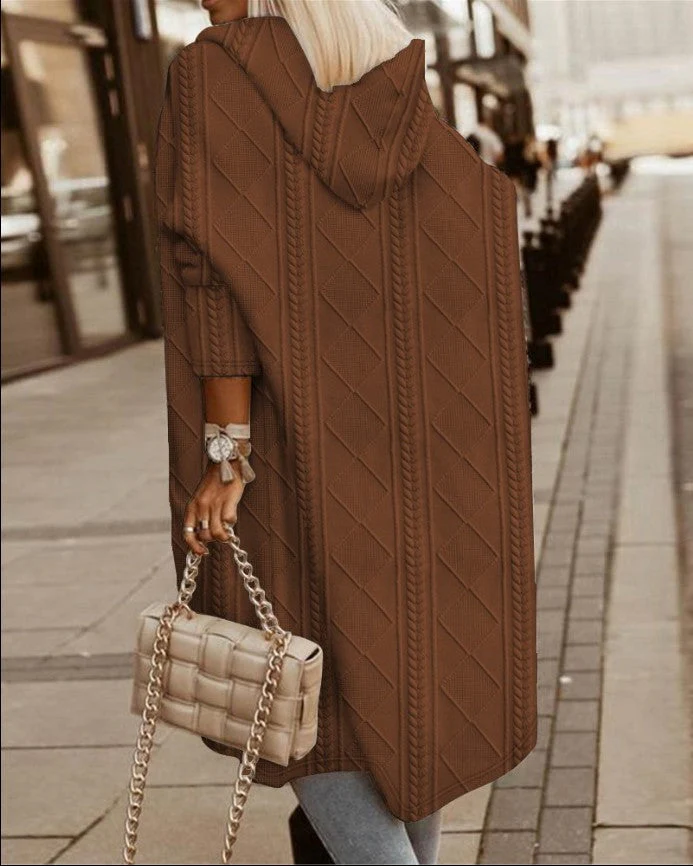 Lange Strickjacke mit Kapuze für Damen - Image 2