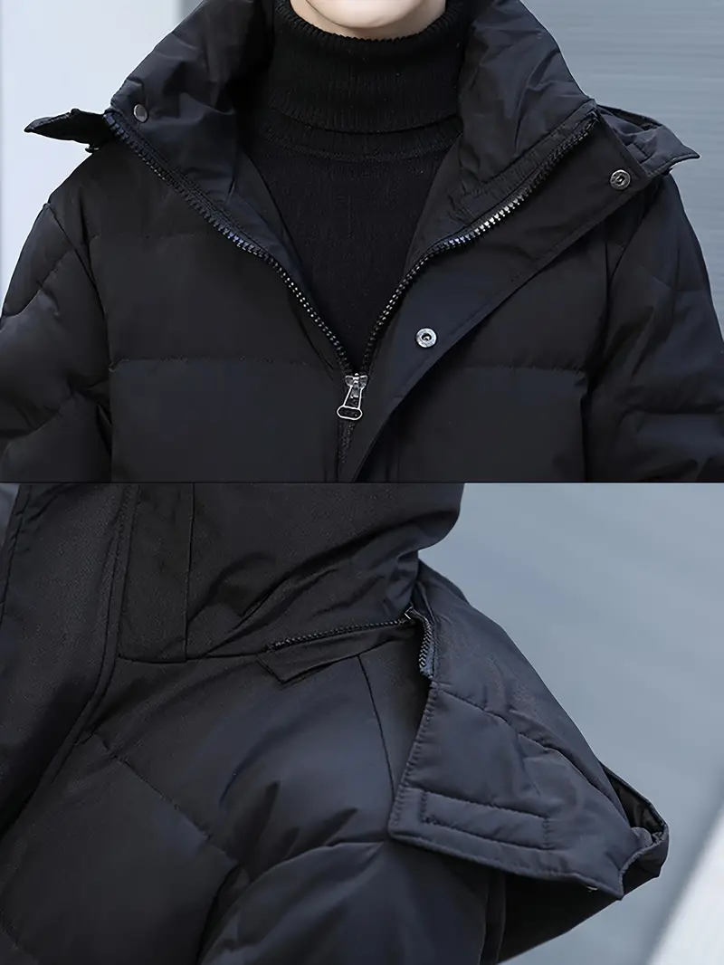 Lange Wattierte Steppjacke mit Kapuze - Image 3