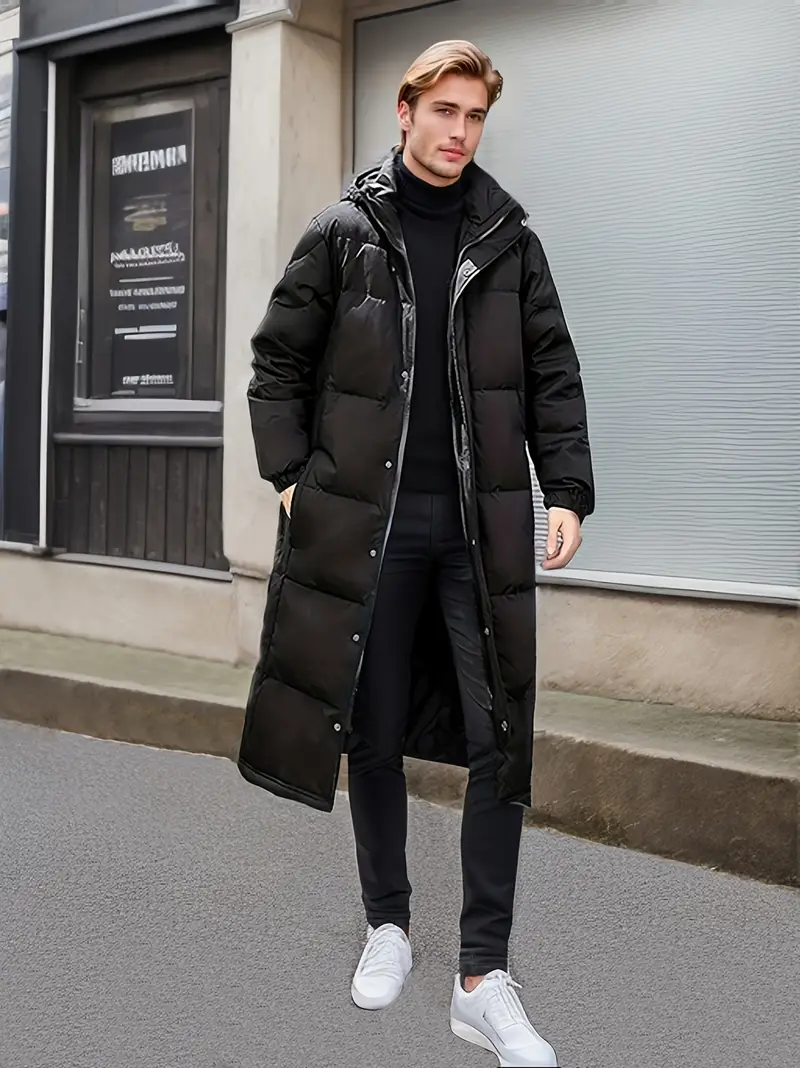 Lange Wattierte Steppjacke mit Kapuze - Image 6