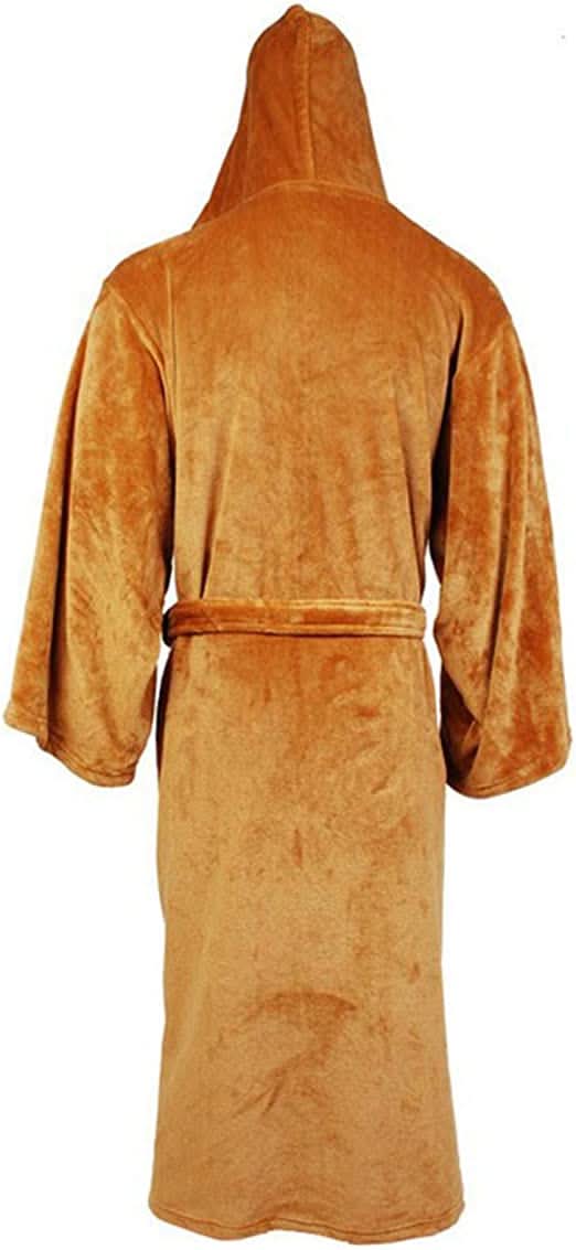 Langer Flanellbademantel für Herren mit Kapuze und Gürtel - Image 3