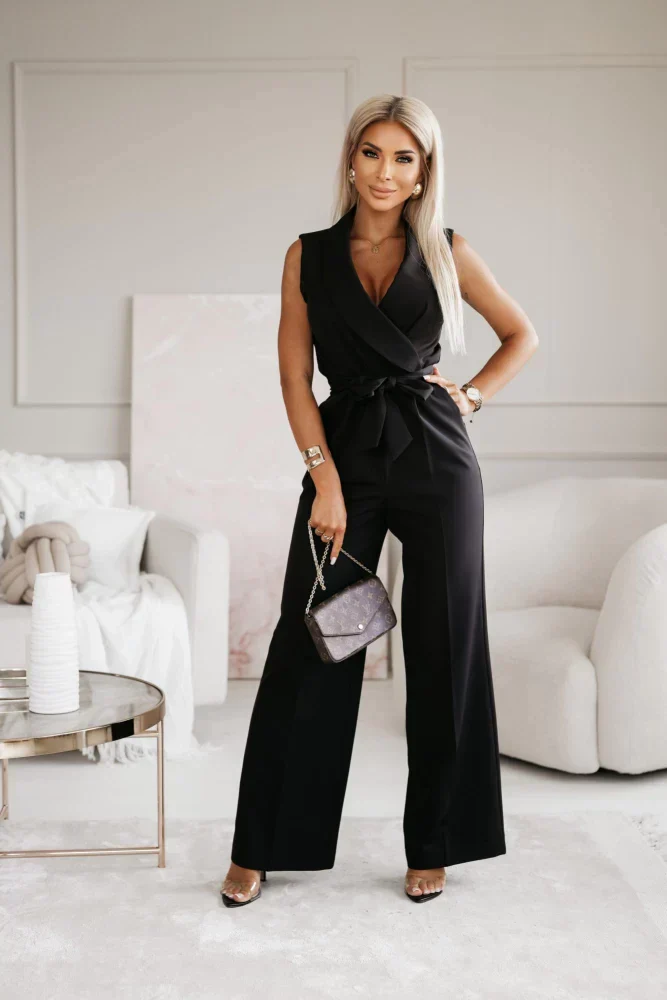 Langer Jumpsuit für Frauen Emmeline mit V-Ausschnitt und langen Ärmeln - Image 9