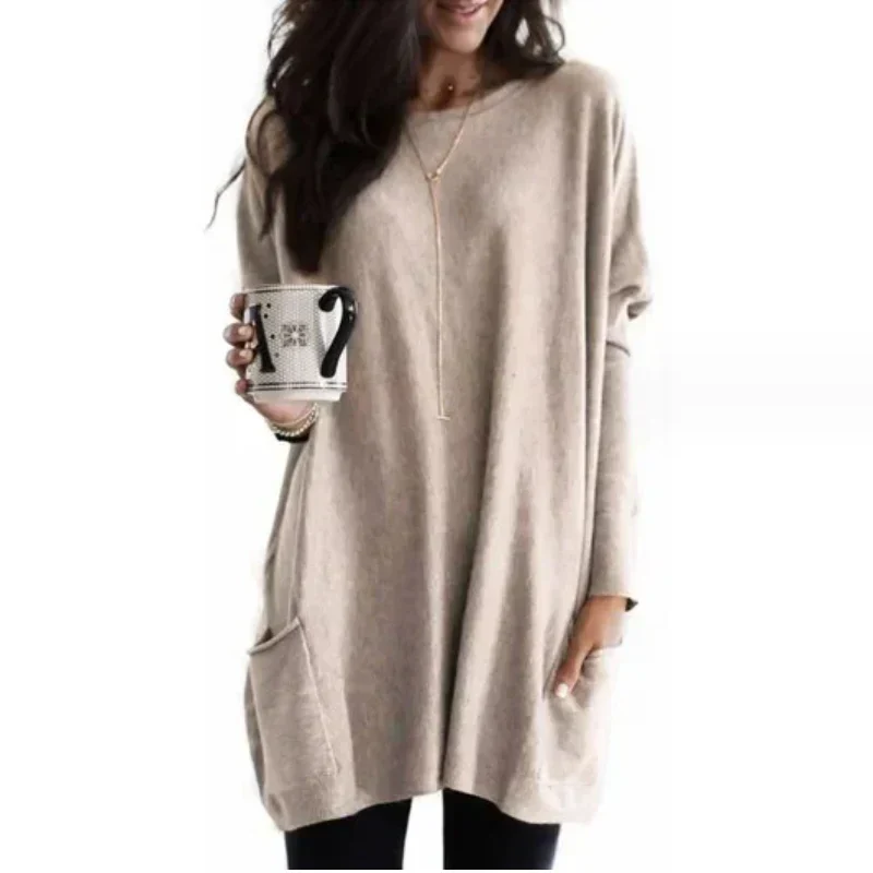 Langer Pullover mit Seitentaschen für Damen - Image 11