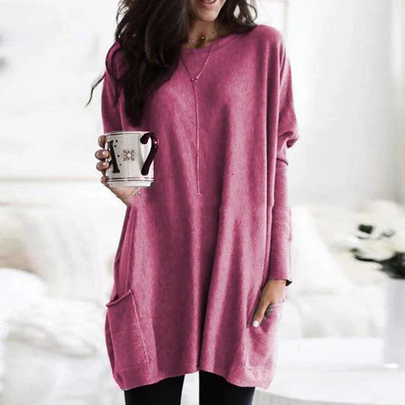 Langer Pullover mit Seitentaschen für Damen - Image 3