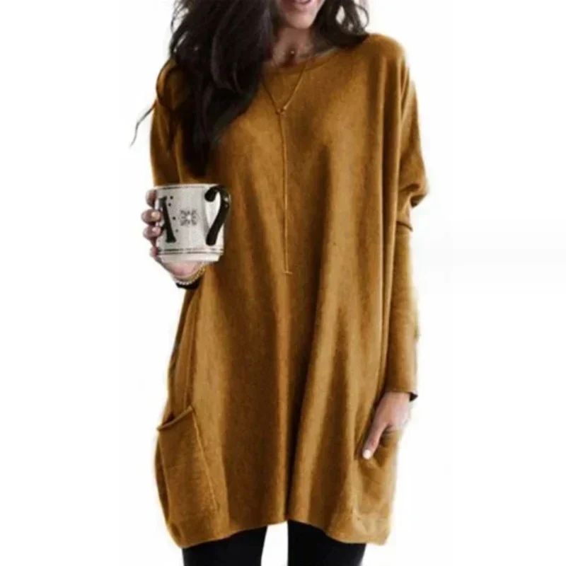 Langer Pullover mit Seitentaschen für Damen - Image 4