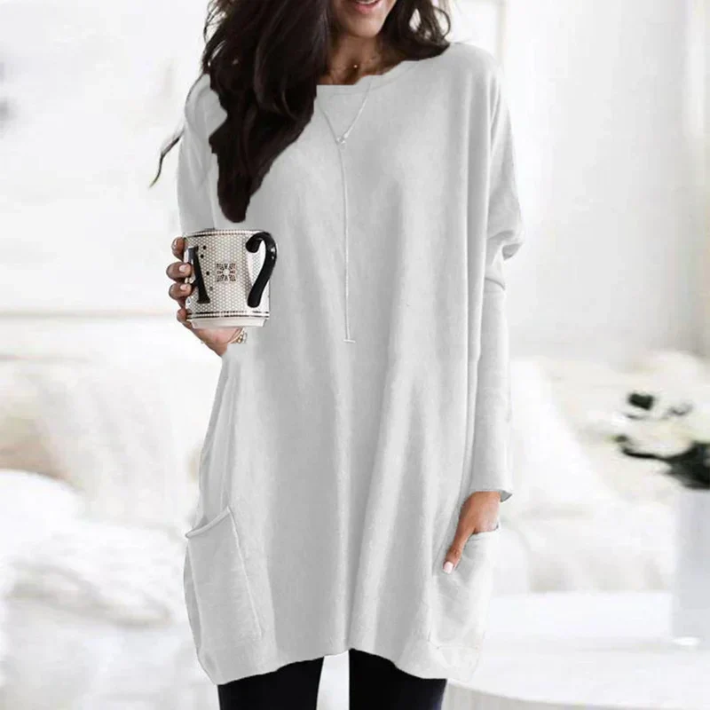 Langer Pullover mit Seitentaschen für Damen - Image 9