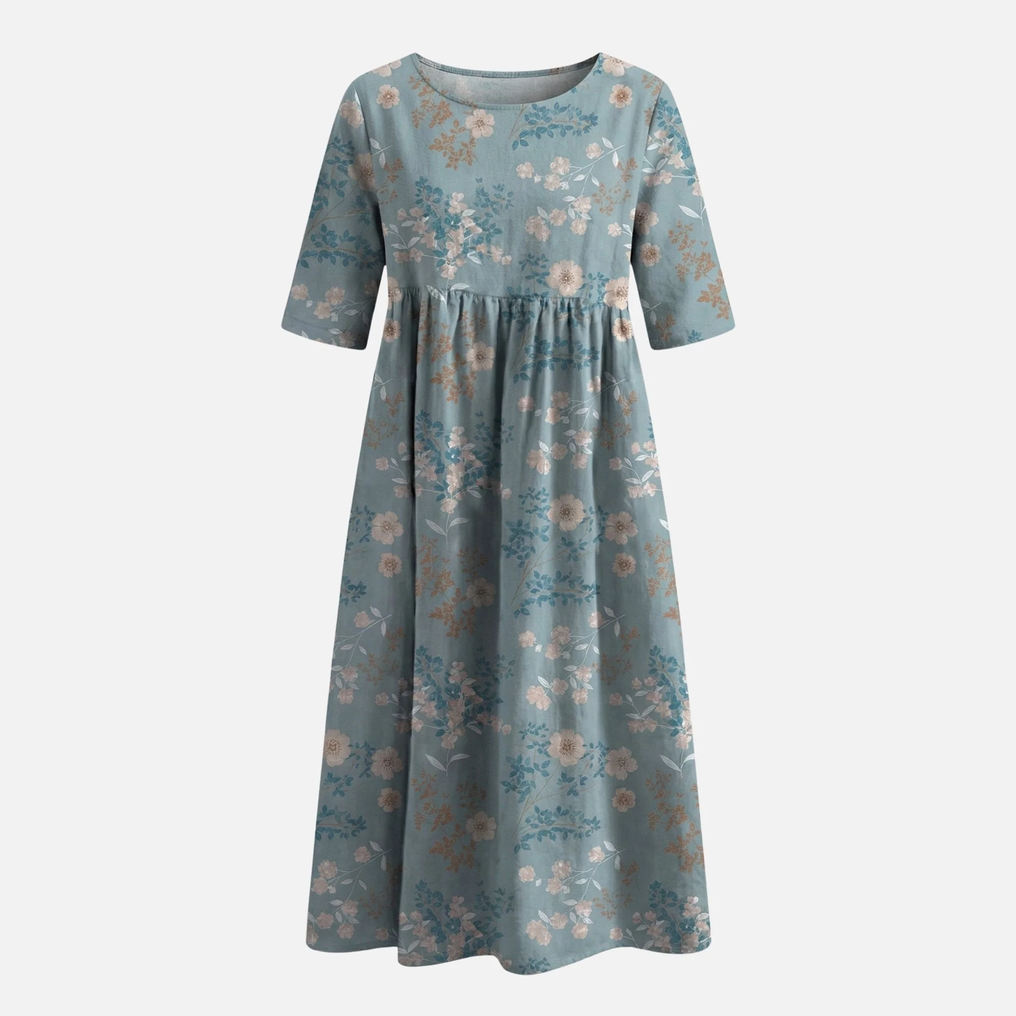 Gertrude | Damen Langes Baumwollkleid Gummizug-Taille – Baumwoll Maxi Alltagskleid - Image 10