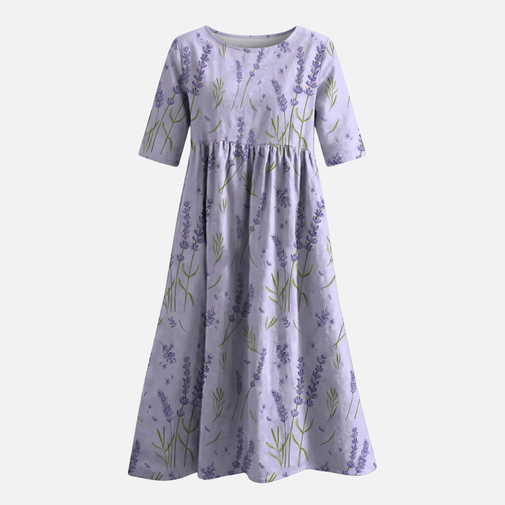 Gertrude | Damen Langes Baumwollkleid Gummizug-Taille – Baumwoll Maxi Alltagskleid - Image 7