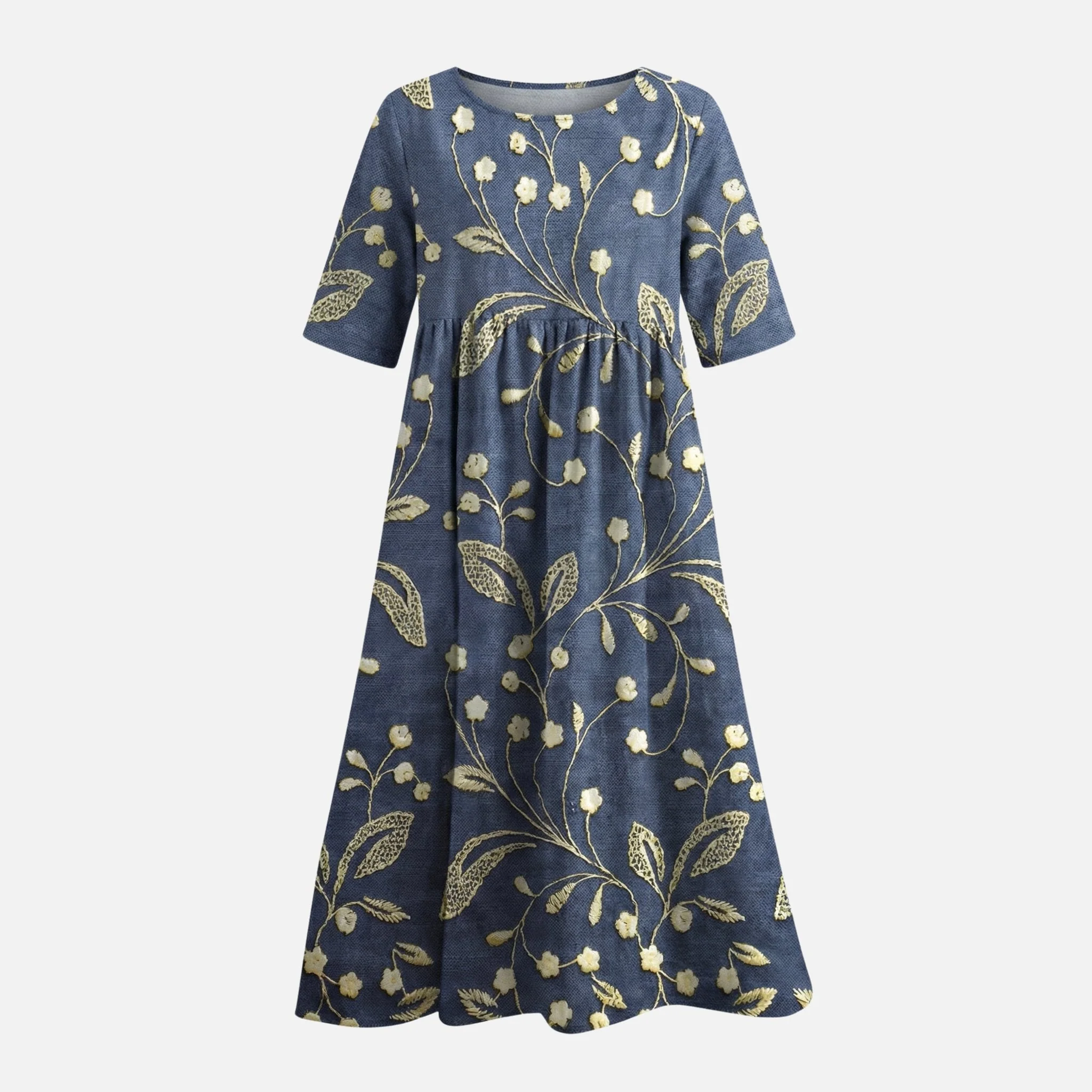 Gertrude | Damen Langes Baumwollkleid Gummizug-Taille – Baumwoll Maxi Alltagskleid - Image 8