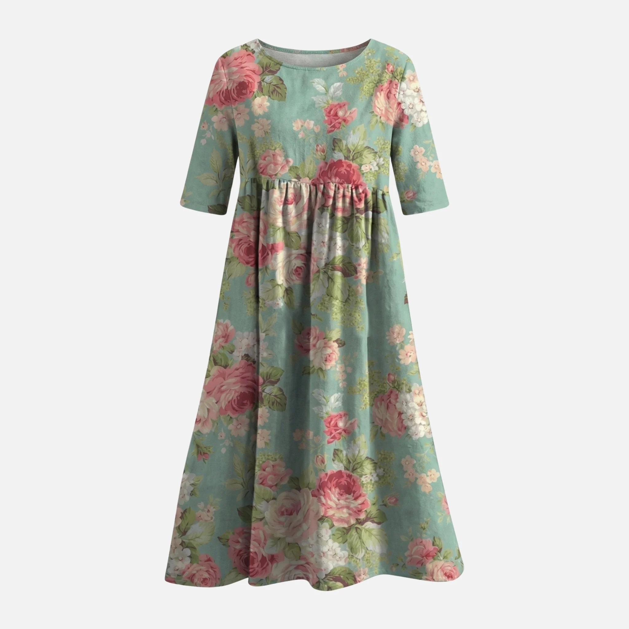 Gertrude | Damen Langes Baumwollkleid Gummizug-Taille – Baumwoll Maxi Alltagskleid - Image 9