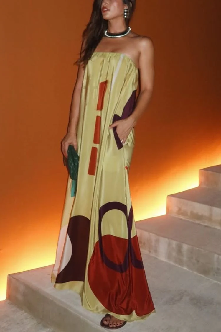 Langes Kleid „Miss Me“ mit offenen Schultern und abstraktem Druck – Eleganz, die nicht unbemerkt bleibt - Image 3