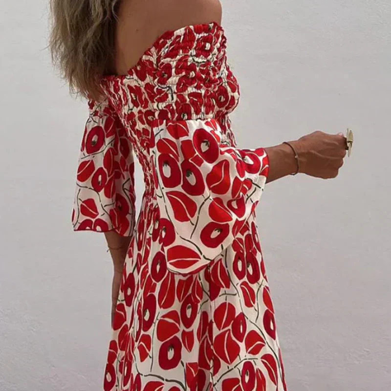 Langes Kleid mit offenen Schultern und Blumenmuster – Eleganz und sommerliche Frische - Image 5