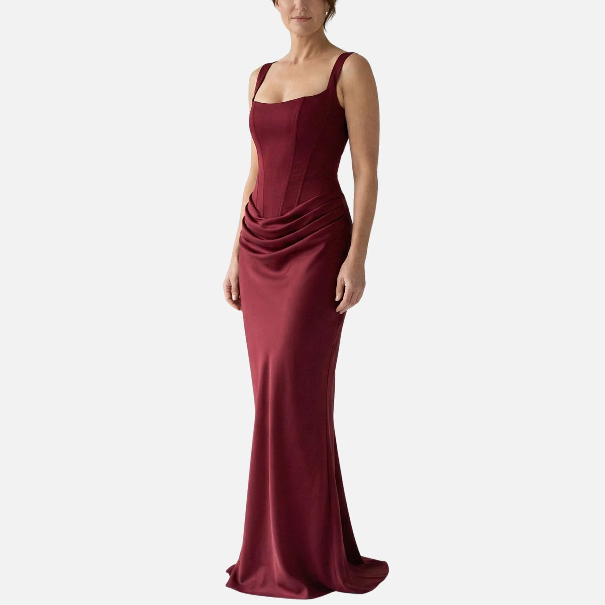 Waltraud | Damen Langes Satinkleid Verstellbare Träger – Satin Maxi Trägerkleid - Image 2