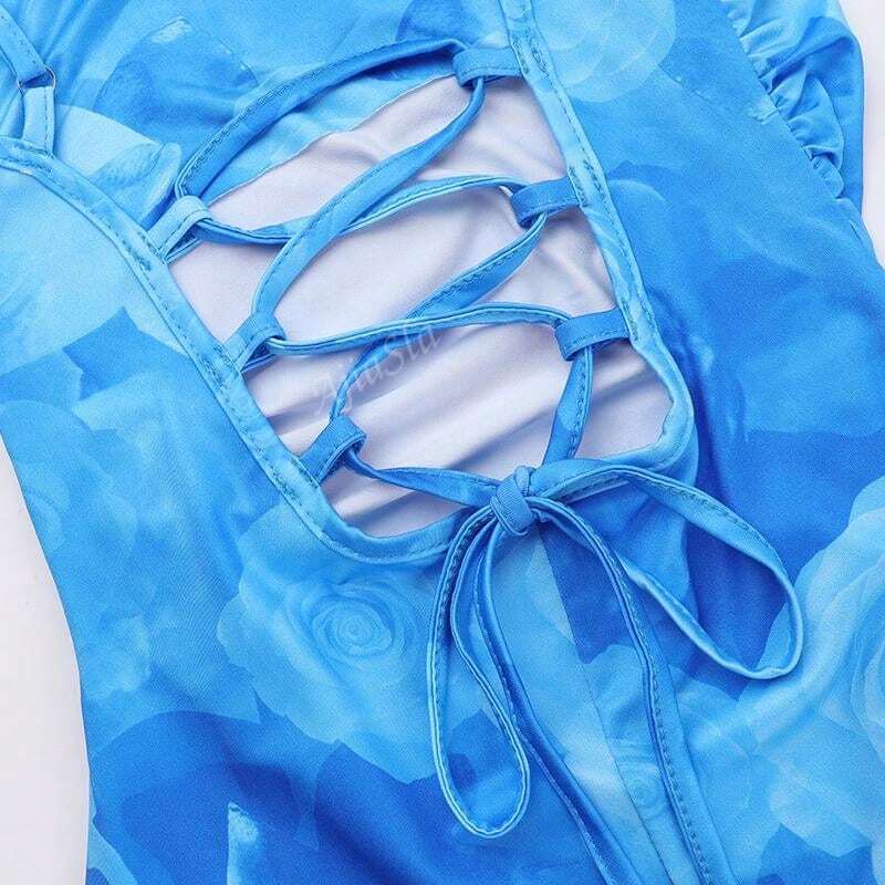 Langes Sommerkleid mit Aquarellprint & Spaghettiträgern - Image 3