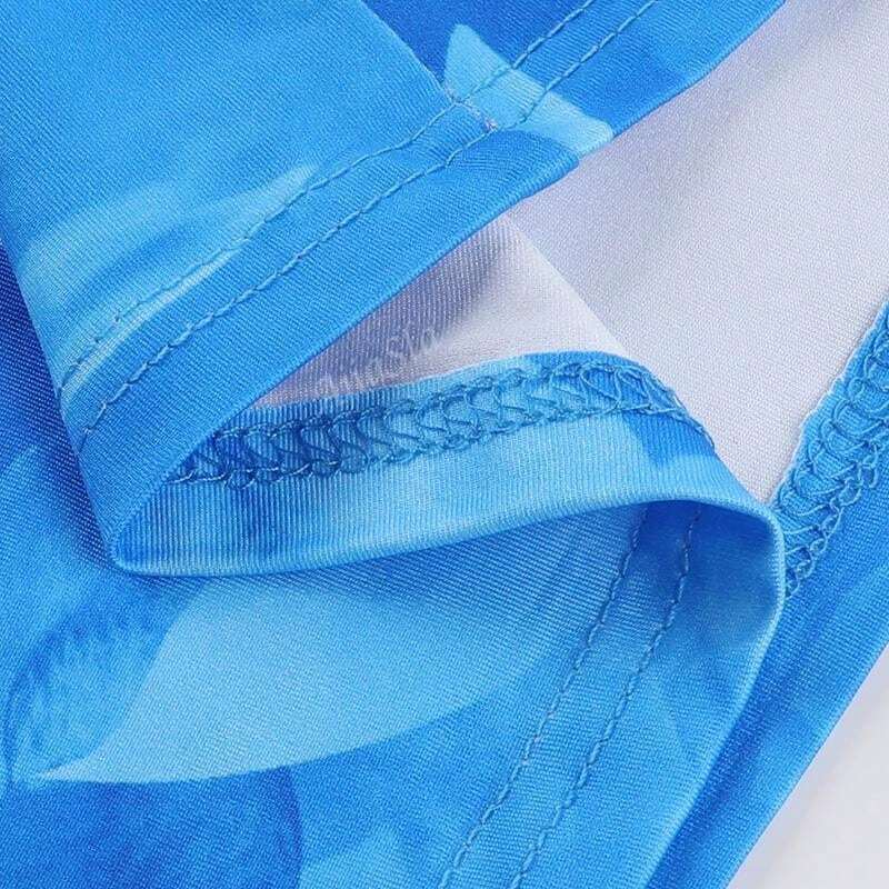 Langes Sommerkleid mit Aquarellprint & Spaghettiträgern - Image 4
