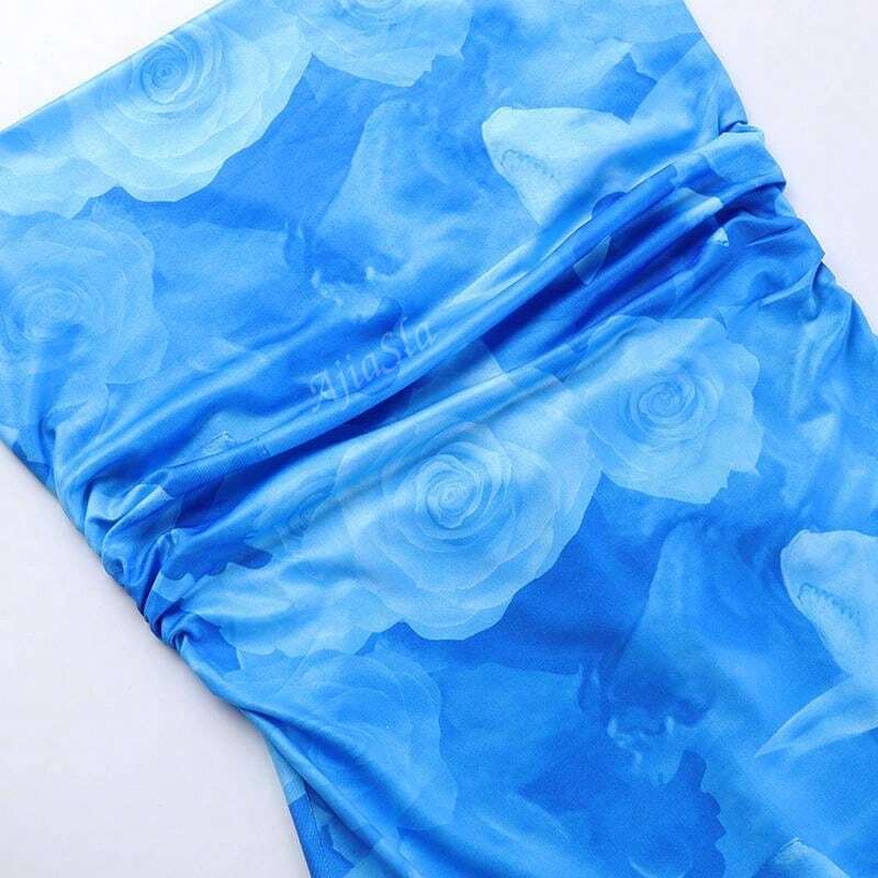 Langes Sommerkleid mit Aquarellprint & Spaghettiträgern - Image 6