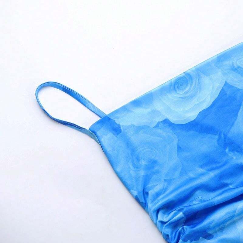 Langes Sommerkleid mit Aquarellprint & Spaghettiträgern - Image 7