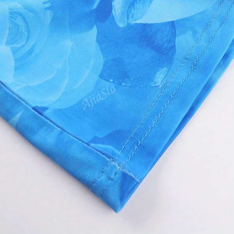 Langes Sommerkleid mit Aquarellprint & Spaghettiträgern - Image 8