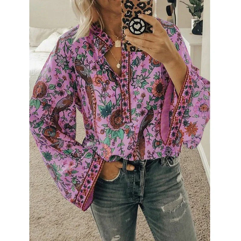 Lanie - Boho-Bluse mit Blumendruck - stilvoll und bequem - Image 2