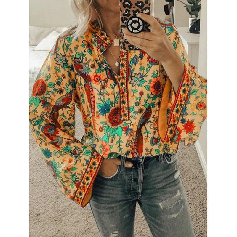Lanie - Boho-Bluse mit Blumendruck - stilvoll und bequem - Image 3