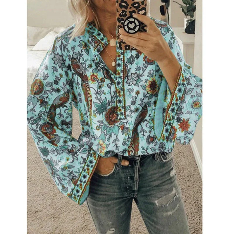 Lanie - Boho-Bluse mit Blumendruck - stilvoll und bequem - Image 4
