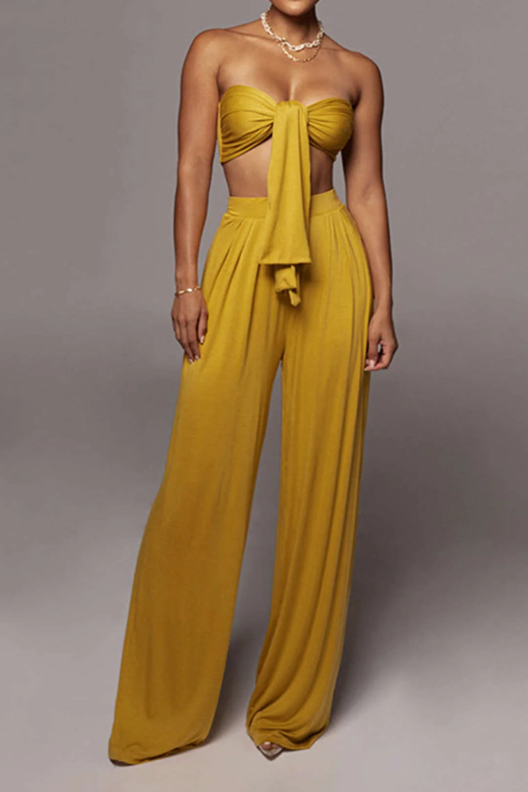 Lara | Elegantes Zweiteiler-Set mit Schleifen-Bandeau & Weitbein-Hose - Image 26