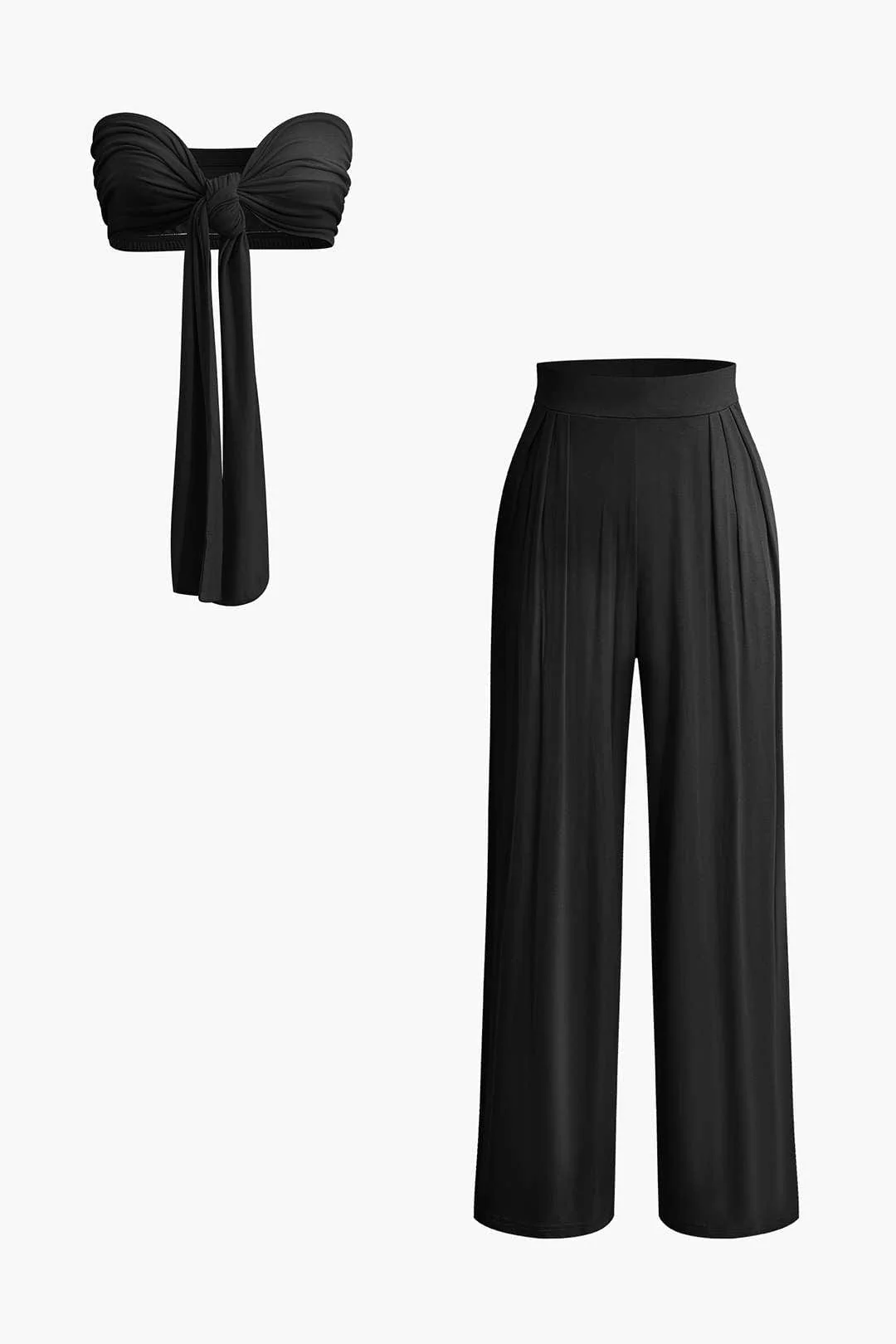 Lara | Elegantes Zweiteiler-Set mit Schleifen-Bandeau & Weitbein-Hose - Image 28