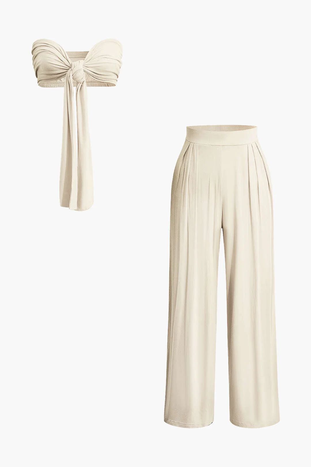 Lara | Elegantes Zweiteiler-Set mit Schleifen-Bandeau & Weitbein-Hose - Image 29