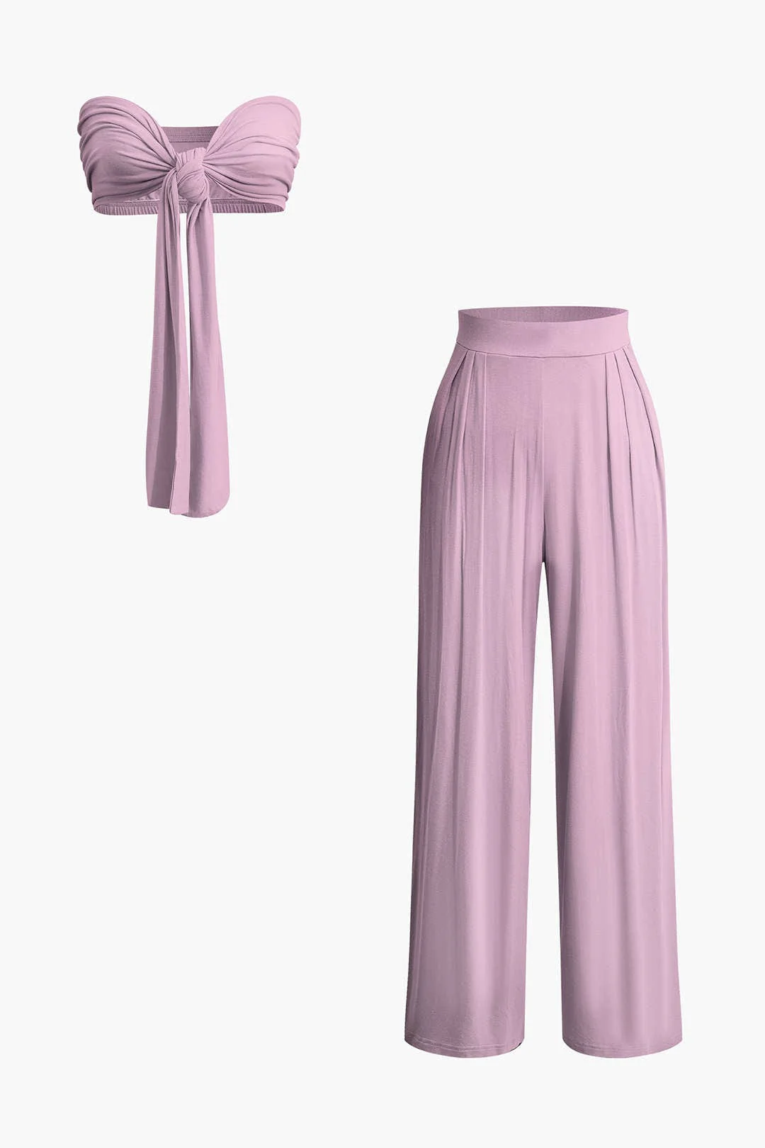 Lara | Elegantes Zweiteiler-Set mit Schleifen-Bandeau & Weitbein-Hose - Image 30