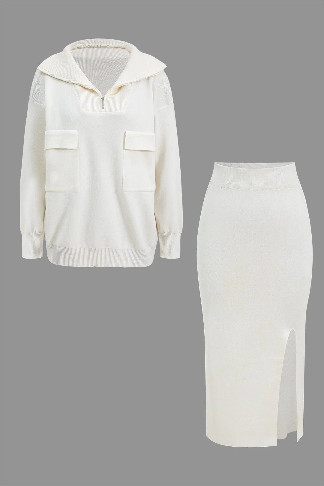 Lara | Zweiteiler-Set mit Oversized-Pullover & Schlitzrock - Image 7