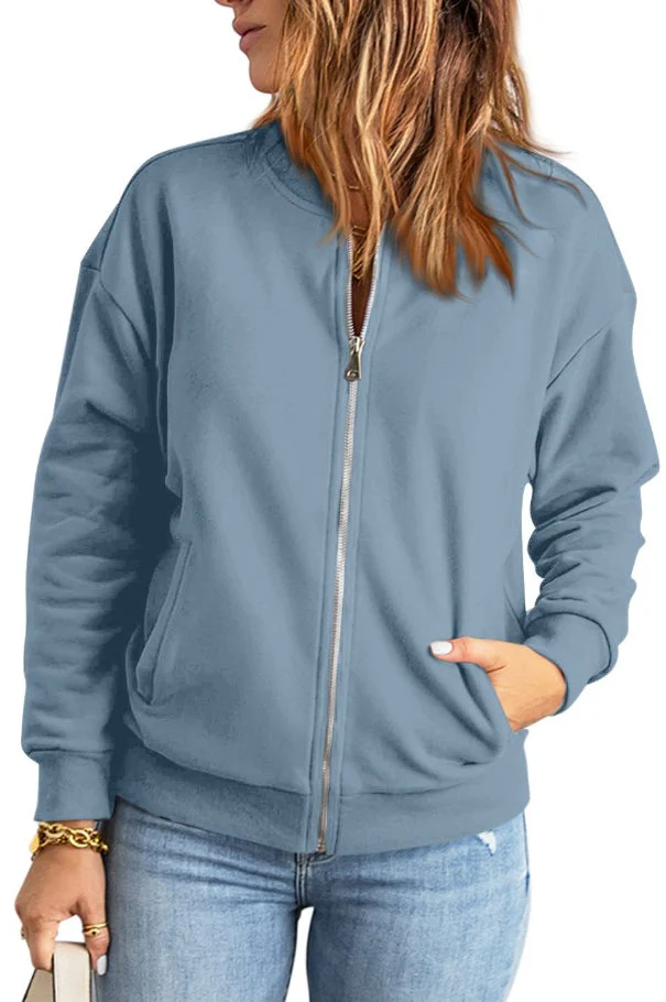 Lässige Jacke mit Reißverschluss und Rundhalsausschnitt - Image 10