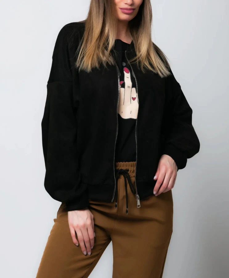 Lässige Jacke mit Reißverschluss und Rundhalsausschnitt - Image 3