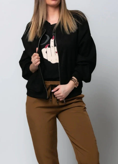 Lässige Jacke mit Reißverschluss und Rundhalsausschnitt - Image 4