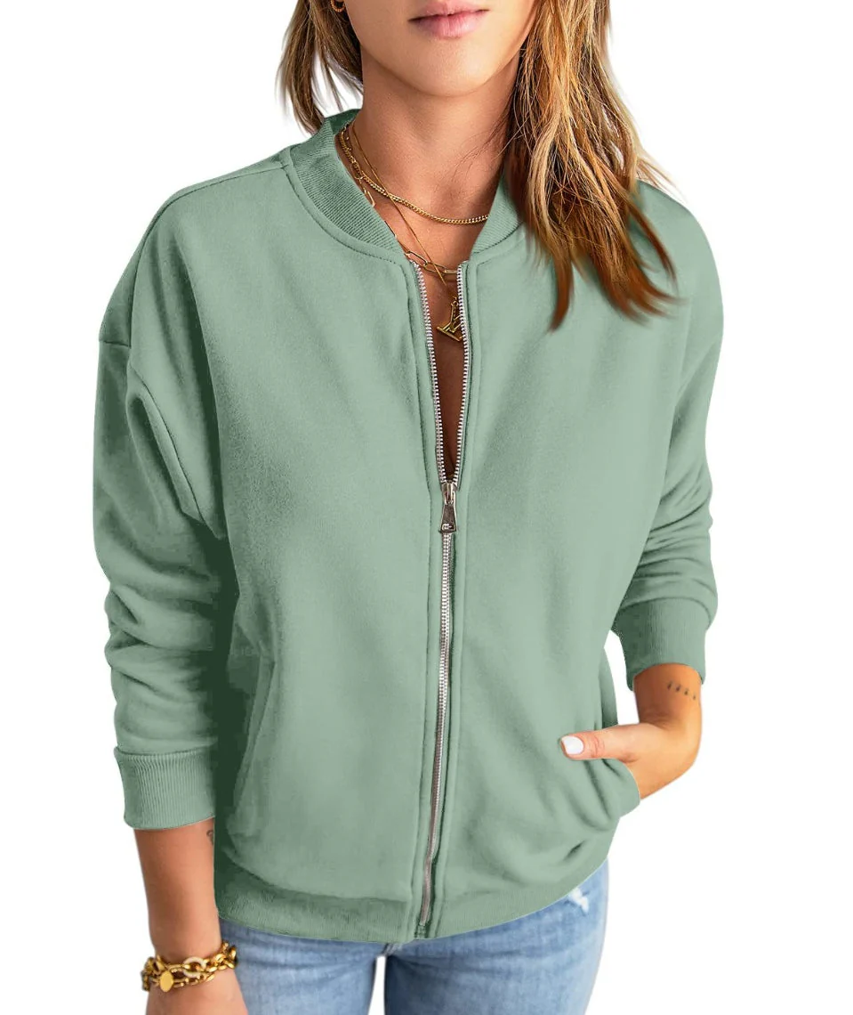 Lässige Jacke mit Reißverschluss und Rundhalsausschnitt - Image 7