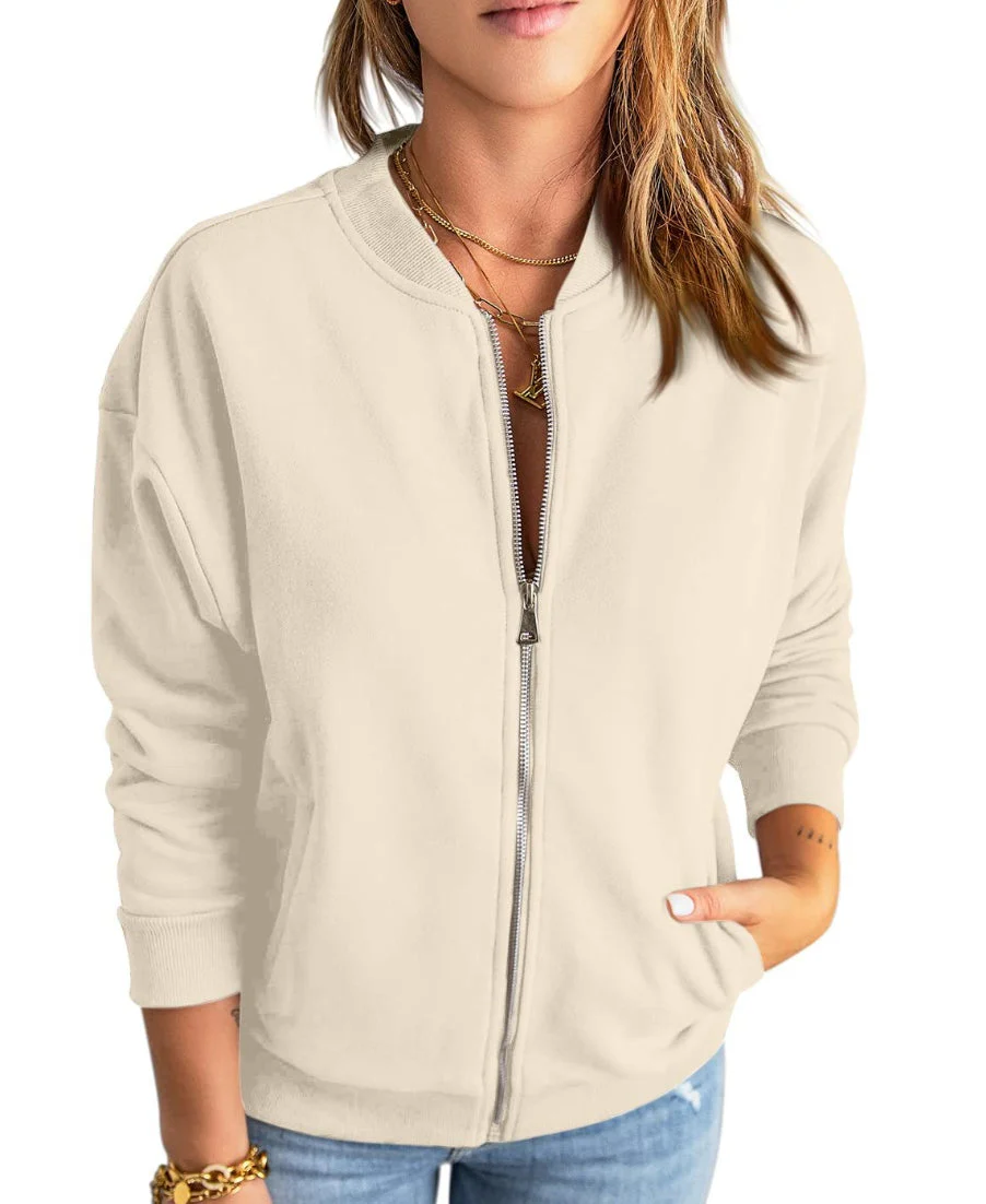 Lässige Jacke mit Reißverschluss und Rundhalsausschnitt - Image 8