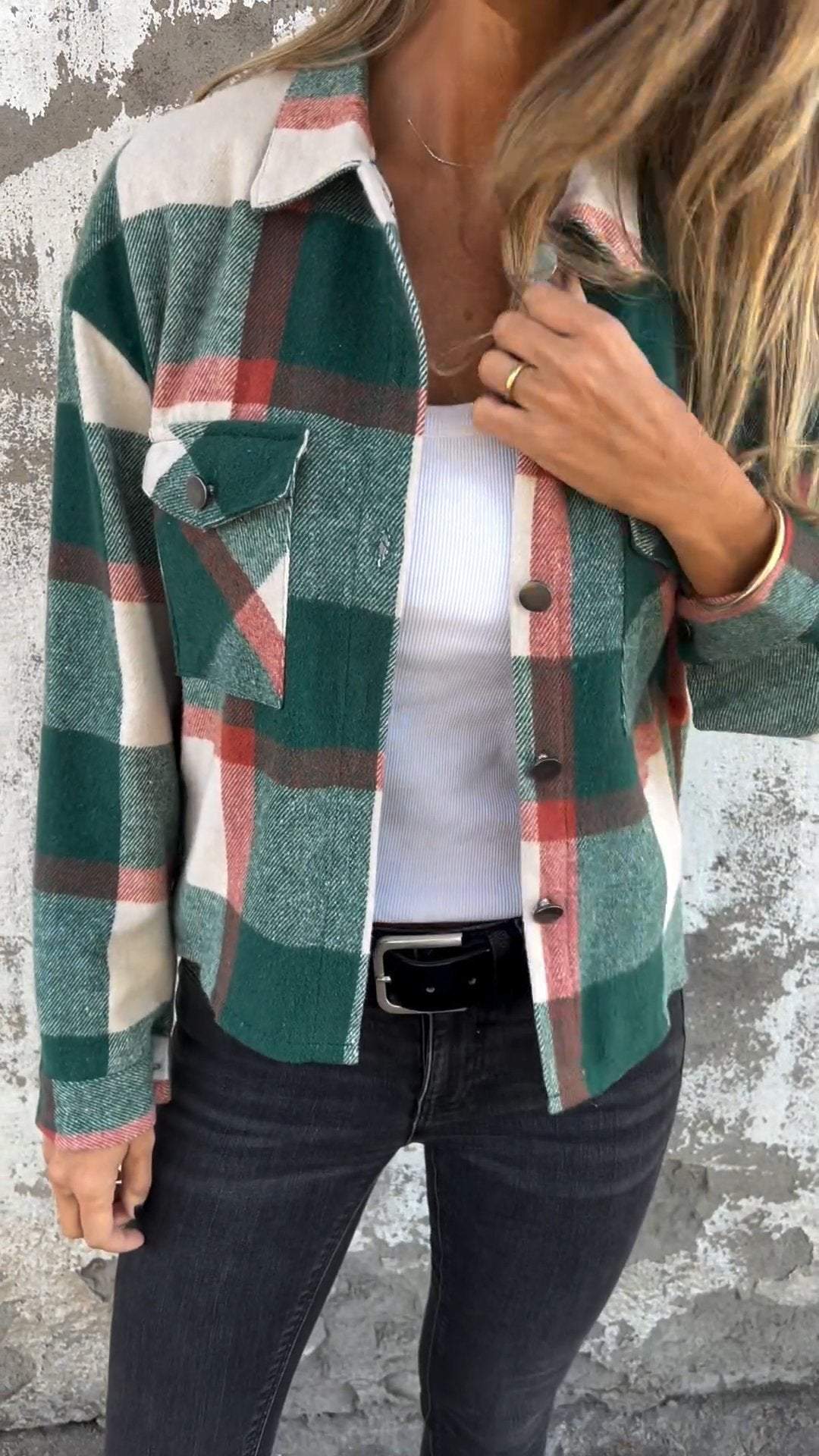 Lässige Karojacke mit Revers - Image 2