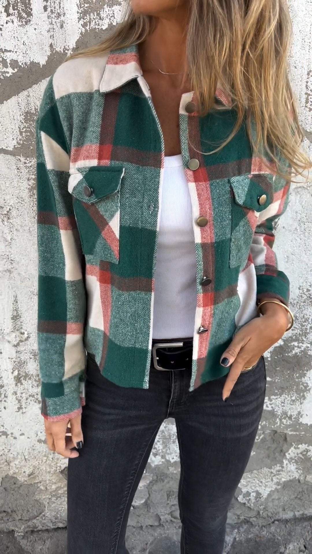 Lässige Karojacke mit Revers - Image 6
