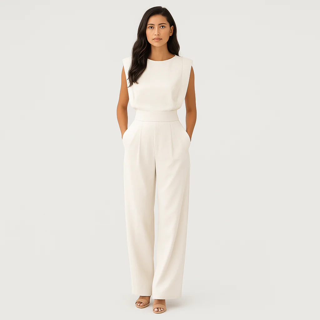 Lässiger, einfarbiger Jumpsuit für Damen – Bequemes Einteiler-Outfit für den täglichen Weg zur Arbeit
