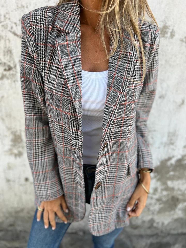 LÄSSIGER KARTIERTER BLAZER MIT REVERS - Image 2