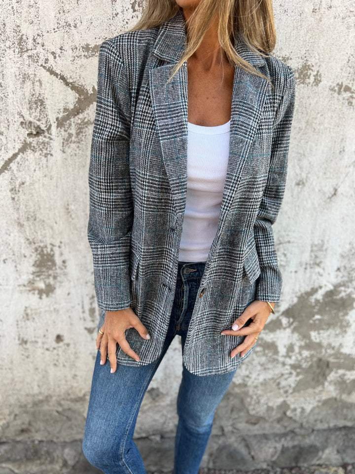 LÄSSIGER KARTIERTER BLAZER MIT REVERS - Image 3
