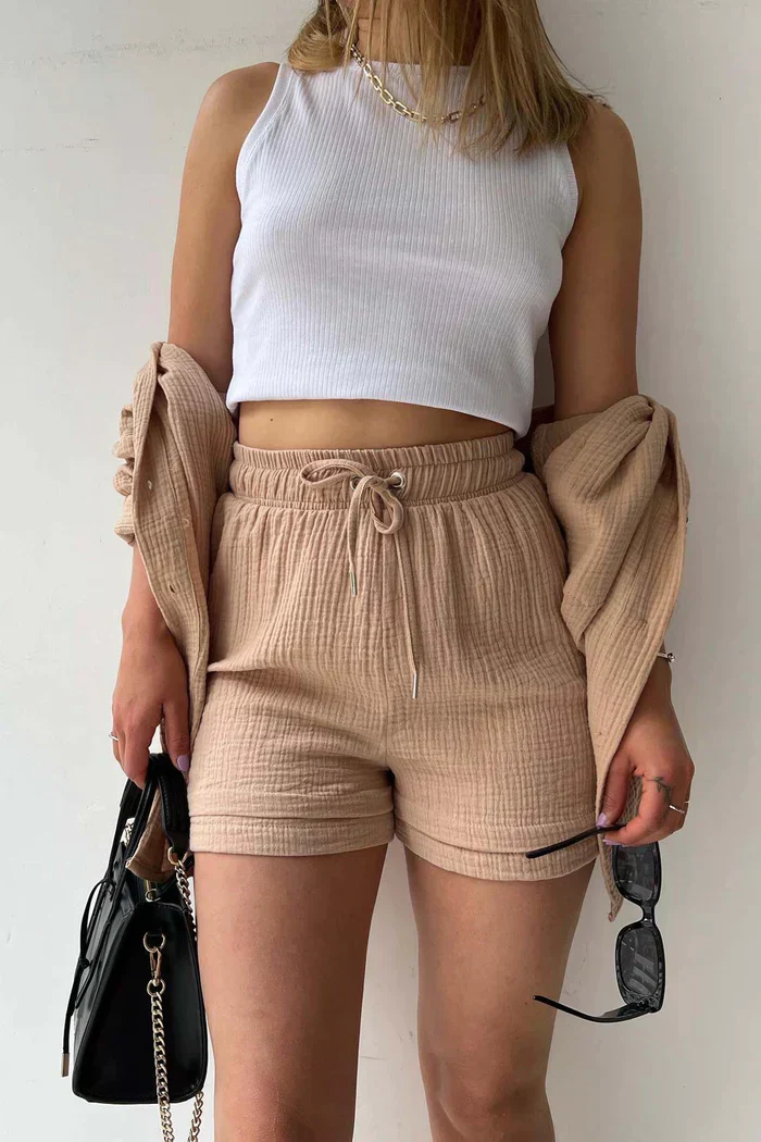 Lässiges 2-Teiler Damen Set – Oversize Hemd & Shorts aus Musselin | Zendoo.de - Image 10