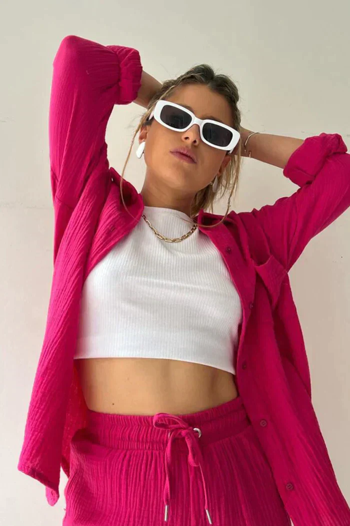 Lässiges 2-Teiler Damen Set – Oversize Hemd & Shorts aus Musselin | Zendoo.de - Image 13