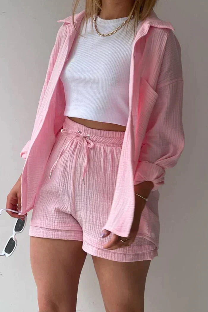 Lässiges 2-Teiler Damen Set – Oversize Hemd & Shorts aus Musselin | Zendoo.de - Image 16