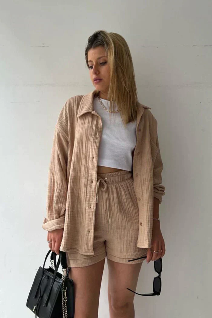Lässiges 2-Teiler Damen Set – Oversize Hemd & Shorts aus Musselin | Zendoo.de - Image 17
