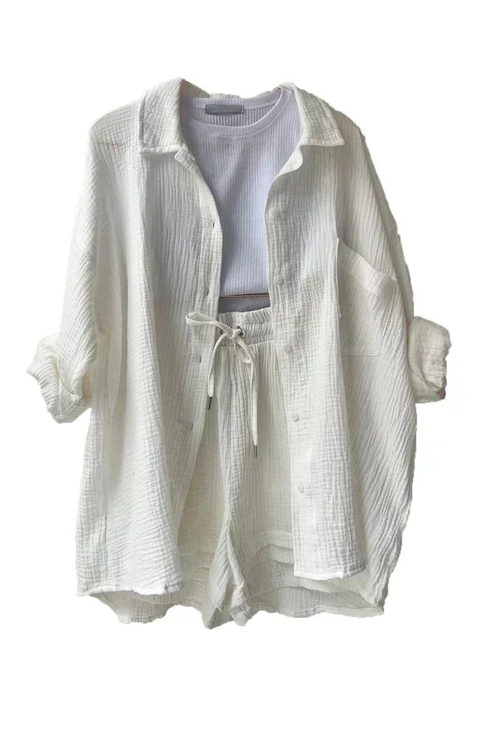 Lässiges 2-Teiler Damen Set – Oversize Hemd & Shorts aus Musselin | Zendoo.de - Image 18