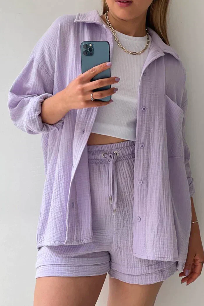 Lässiges 2-Teiler Damen Set – Oversize Hemd & Shorts aus Musselin | Zendoo.de - Image 5