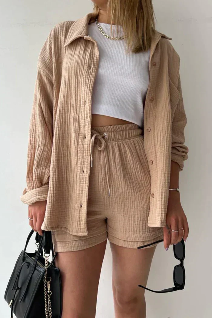 Lässiges 2-Teiler Damen Set – Oversize Hemd & Shorts aus Musselin | Zendoo.de - Image 9