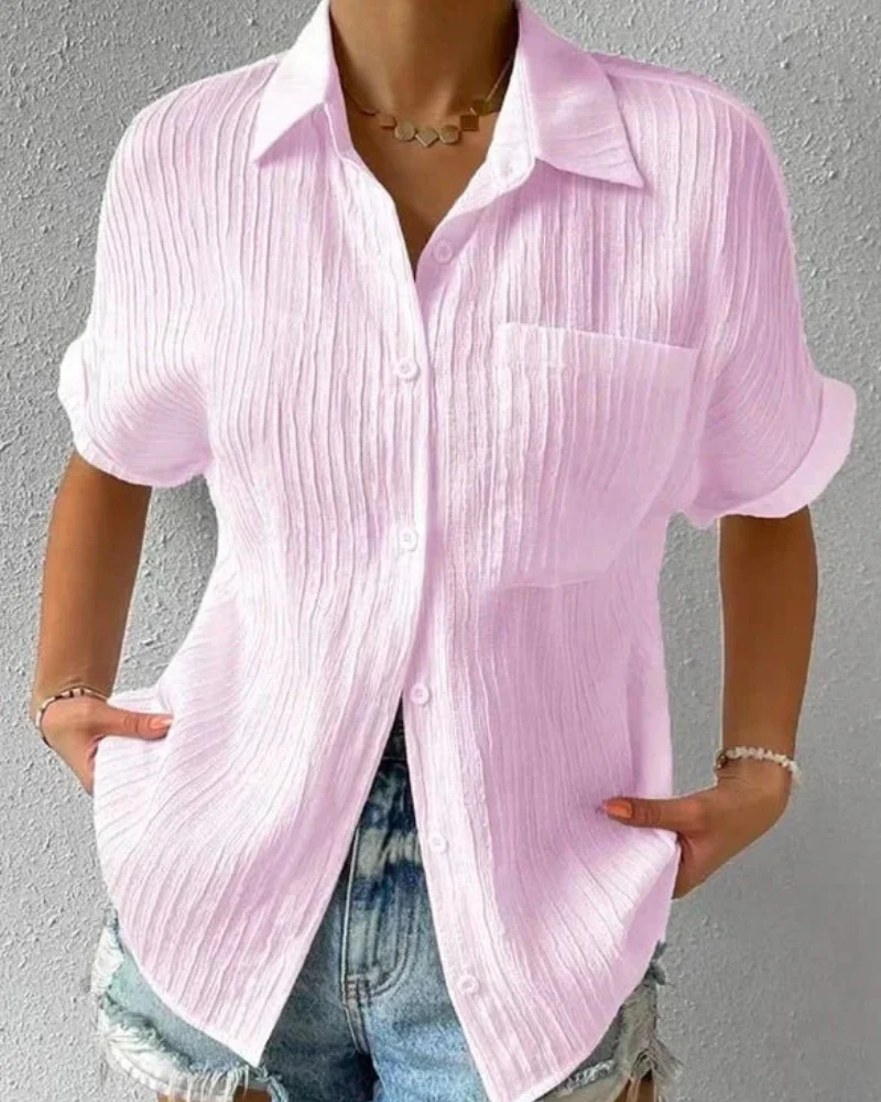 Lässiges Button-Down-Hemd für Damen | kurzarm - Image 4
